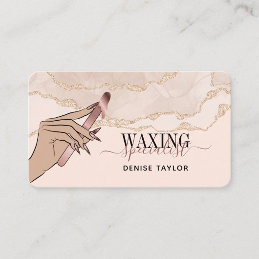 wax zwarte roze vrouw handwastechnicus busje visitekaartje (Voorkant)