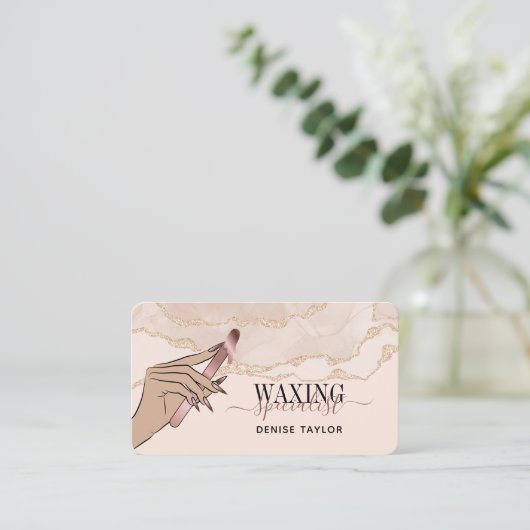 wax zwarte roze vrouw handwastechnicus busje visitekaartje (Staand voorkant)