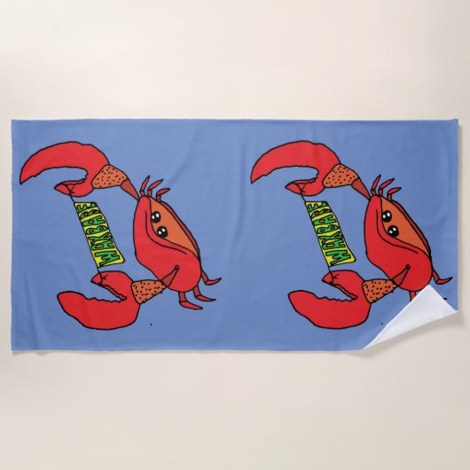 Waxbabe Crab Banner Logo Beach Towel Strandlaken (Voorkant)