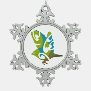 Waxeye - Tauhou, Nieuw-Zeelandse vogel Tin Sneeuwvlok Ornament