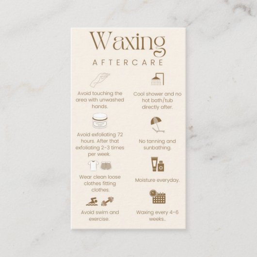 Waxine-nazorgkaart Visitekaartje (Voorkant)