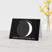 Waxing Crescent MOON Phase Wenskaart Kaart (Gele Bloem)