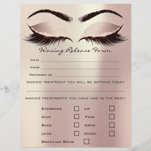 Waxing Depilation Liability Waiver Release Blush Flyer (Voorkant)