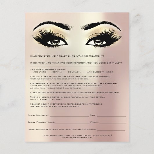 Waxing Depilation Liability Waiver Release Form 1 Flyer (Achterkant)