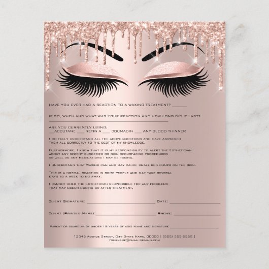 Waxing Depilation Liability Waiver Release Form Flyer (Achterkant)