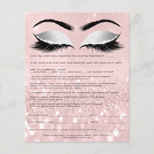 Waxing Depilation Liability Waiver Release Form Flyer (Achterkant)