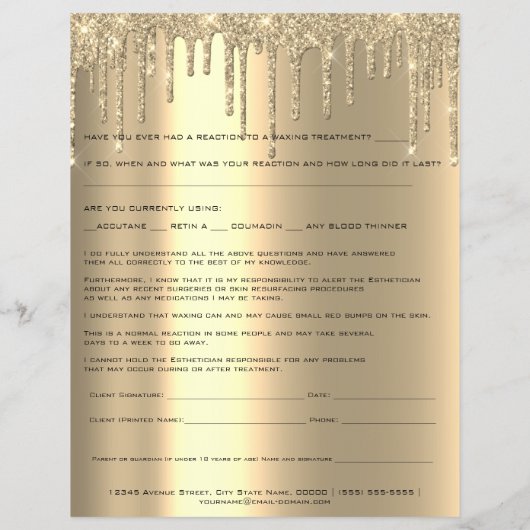 Waxing Depilation Liability Waiver Release Form Wo Flyer (Achterkant)