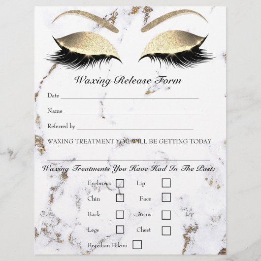 Waxing Depilation Liability Waiver Release Marble Flyer (Voorkant)