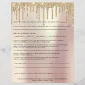 Waxing Depilation Liability Waiver Release Sparkly Flyer (Achterkant)