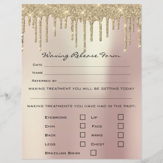 Waxing Depilation Liability Waiver Release Sparkly Flyer (Voorkant)