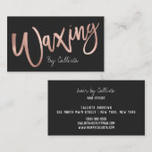 Waxing Simple Chic Roos Gold Modern Typografie Visitekaartje (Voorkant / Achterkant)