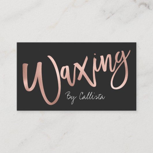 Waxing Simple Chic Roos Gold Modern Typografie Visitekaartje (Voorkant)
