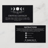Waxing Waning Moon Crystal Candle Spell Visitekaartje (Voorkant / Achterkant)