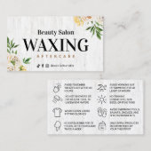 Waxing Wood Spring Aftercare Card Visitekaartje (Voorkant / Achterkant)