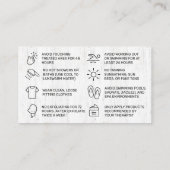 Waxing Wood Spring Aftercare Card Visitekaartje (Achterkant)