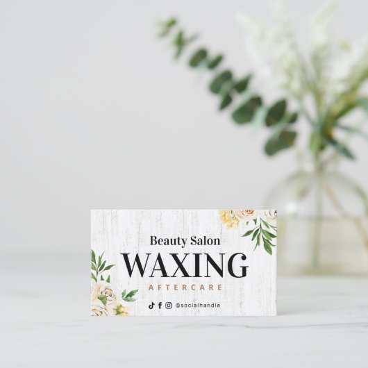 Waxing Wood Spring Aftercare Card Visitekaartje (Staand voorkant)