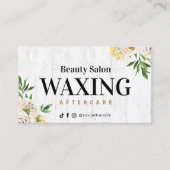 Waxing Wood Spring Aftercare Card Visitekaartje (Voorkant)