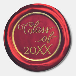 Waxstickers van de klasse Rood en Goud Afstuderen Ronde Sticker