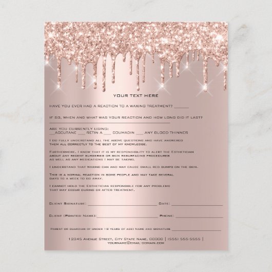 Waxt Liability Waiver Release Form Sparky Roos Flyer (Achterkant)