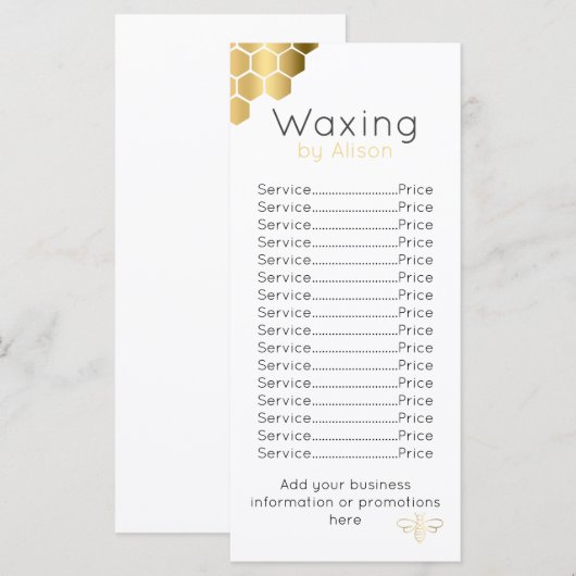 Waxtechnicus/estheticiaanse gouden honingbij menu (Voorkant / Achterkant)