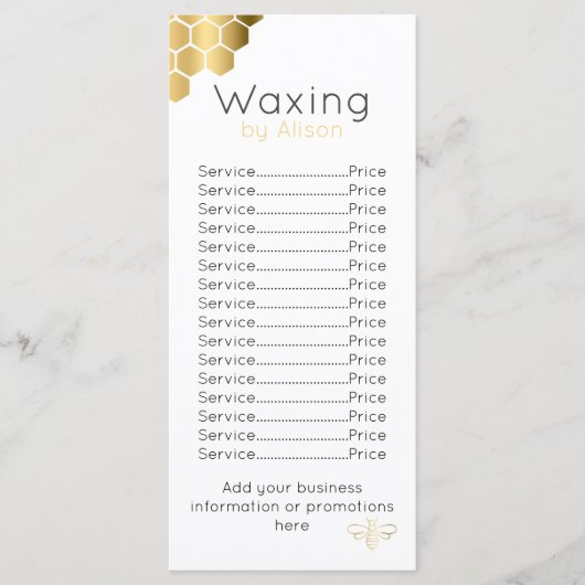 Waxtechnicus/estheticiaanse gouden honingbij menu (Voorkant)