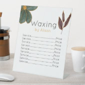 Waxtechnicus/estheticiaanse maroon blauwgroen goud reclamebord met voetstuk (Insitu)