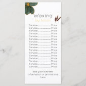 Waxtechnicus/estheticus gouden maroon blauwgroen menu (Voorkant)