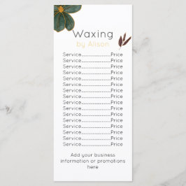 Waxtechnicus/estheticus gouden maroon blauwgroen menu