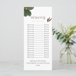 Waxtechnicus/estheticus gouden maroon blauwgroen menu