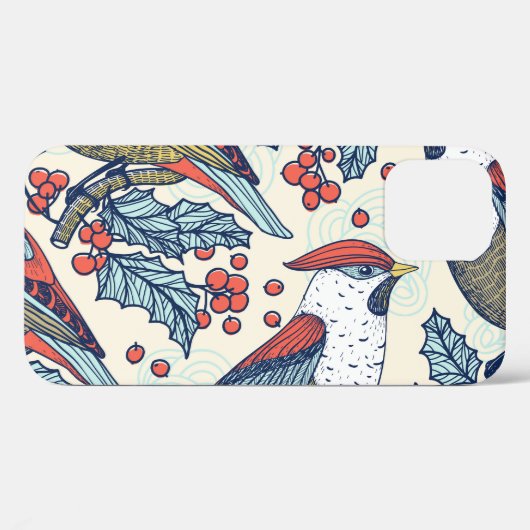Waxwings Holly Kerstpatroon Case-Mate iPhone Case (Achterkant (horizontaal))