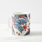Waxwings Holly Kerstpatroon Koffiemok (Voorkant links)