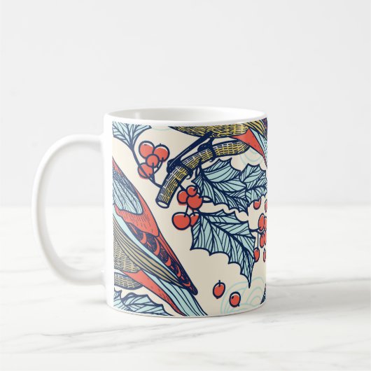 Waxwings Holly Kerstpatroon Koffiemok (Links)
