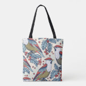 Waxwings Holly Kerstpatroon Tote Bag (Achterkant)