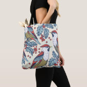 Waxwings Holly Kerstpatroon Tote Bag (Dichtbij)