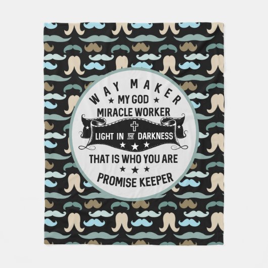 Way Maker Mirakelwerker |Mustache Christelijk Fleece Deken (Voorkant)