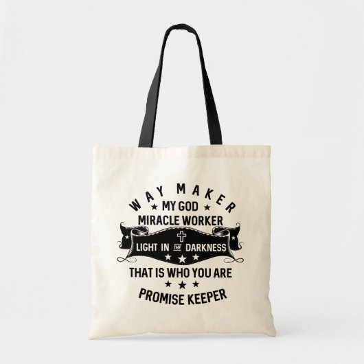 Way Maker Miraker Worker Promise Keeper Christelij Tote Bag (Voorkant)