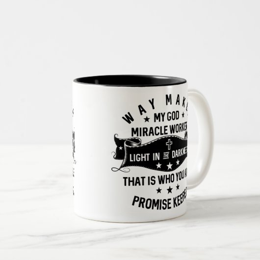 Way Maker Miraker Worker Promise Keeper Christelij Tweekleurige Koffiemok (Voorkant rechts)
