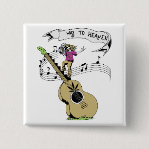 Way to Heaven ~ 60s Hippie Peace Sign Vierkante Button 5,1 Cm