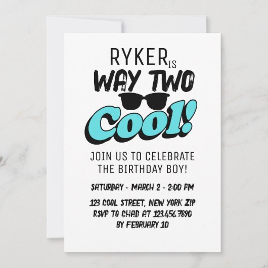 Way Two Cool Retro Zonnebril Jongen 2e Verjaardag Kaart (Voorkant)