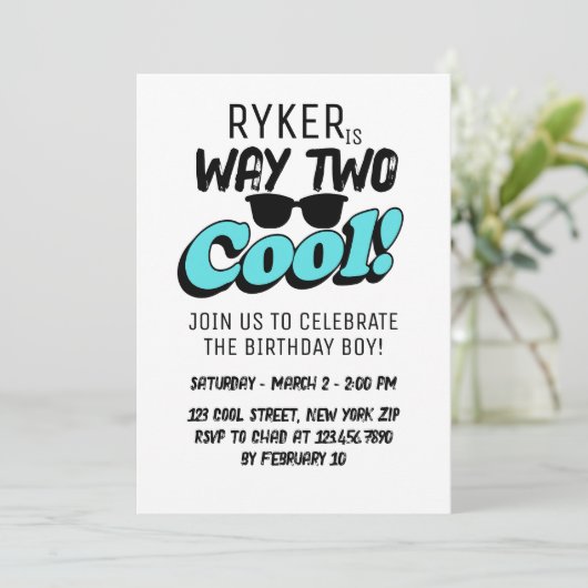 Way Two Cool Retro Zonnebril Jongen 2e Verjaardag Kaart (Staand voorkant)