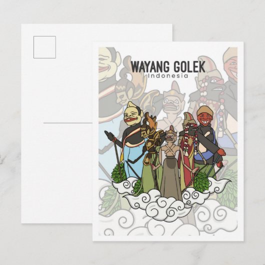Wayang Golek West Java Indonesië Reizen Briefkaart (Voorkant / Achterkant)