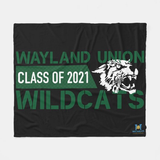 Wayland Union Wildcats #3 Fleece Deken (Voorkant (Horizontaal))