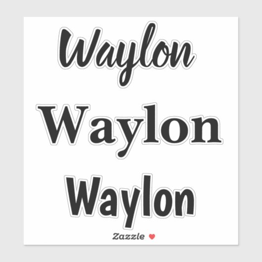 Waylon naam in bochtige letters, sticker (Vel)