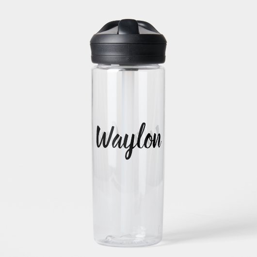 Waylon naam in bochtige letters, waterfles (Voorkant)