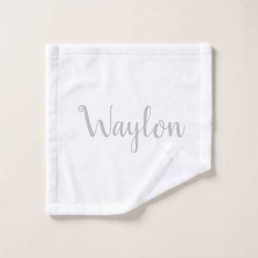 Waylon naam in lichtgrijs, washandje (Wasdoekje)