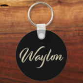 Waylon Name whitegold Button Schlüsselanhänger Sleutelhanger (Voorkant)