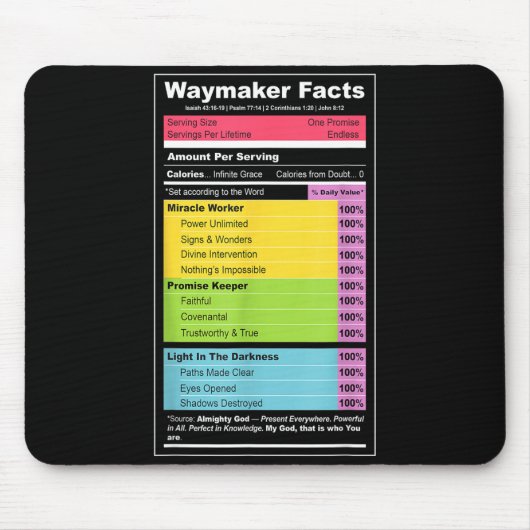 Waymaker Facts Christian Tee _ Faith Nutrition Lab Muismat (Voorkant)