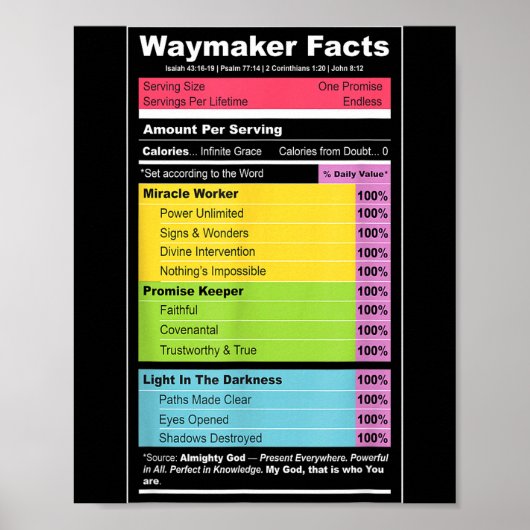 Waymaker Facts Christian Tee _ Faith Nutrition Lab Poster (Voorkant)