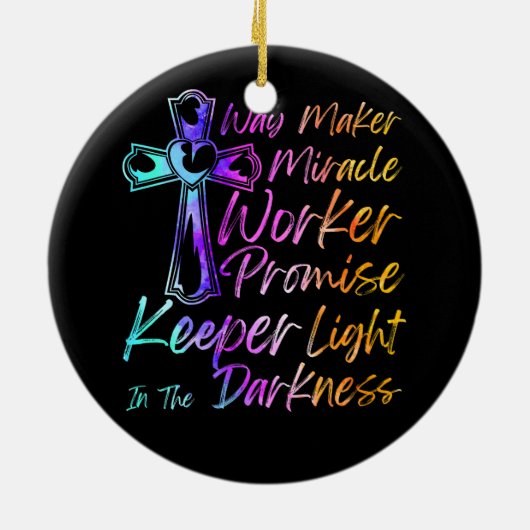 Waymaker Mirakelwerker Rainbow Christelijke Jesus  Keramisch Ornament (Achterkant)