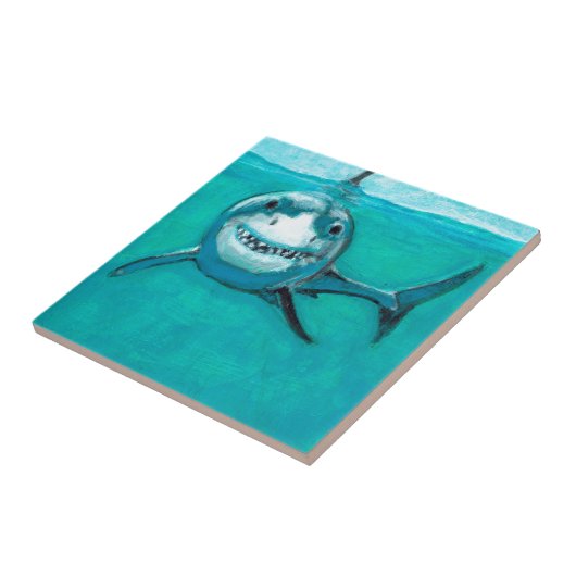 "Wayne" De grote witte haai Tegeltje (Zijkant)